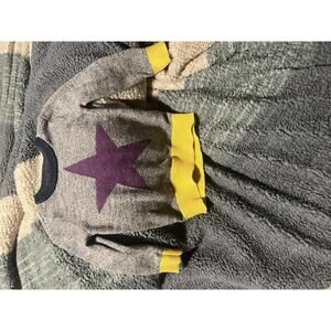 Toddler Grey Sweater with Purple Star and Yellow Trim